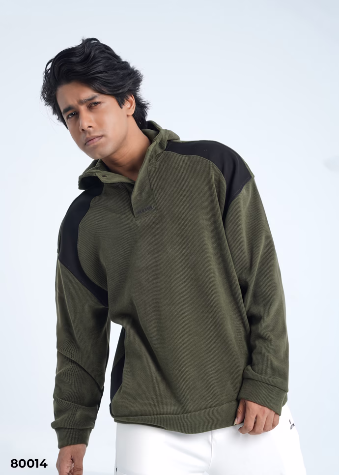 Vector Panel Oversized Hoodie Olive From Canton BD