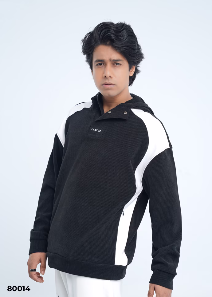Vector Panel Oversized Hoodie Black From Canton BD