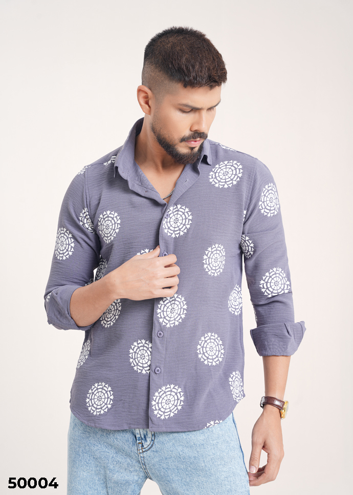 Artisan Print Shirt - Slate Blue