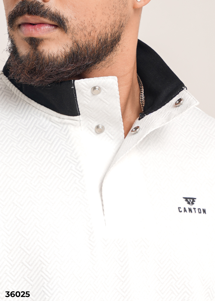 HIGH NECK POLO SHIRT - White - Image 2