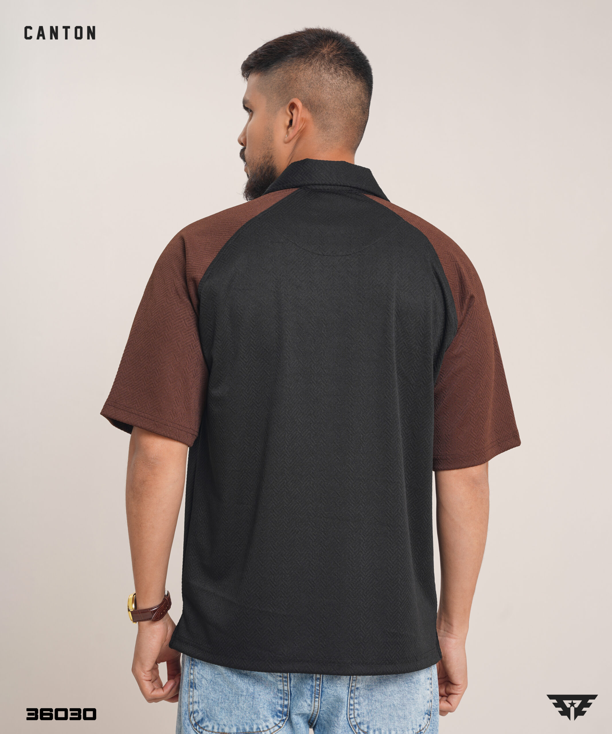 OVERSIZED POLO SHIRT - Black - Image 3