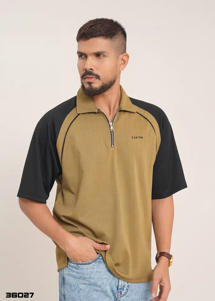 OVERSIZED POLO SHIRT - Light Khaki