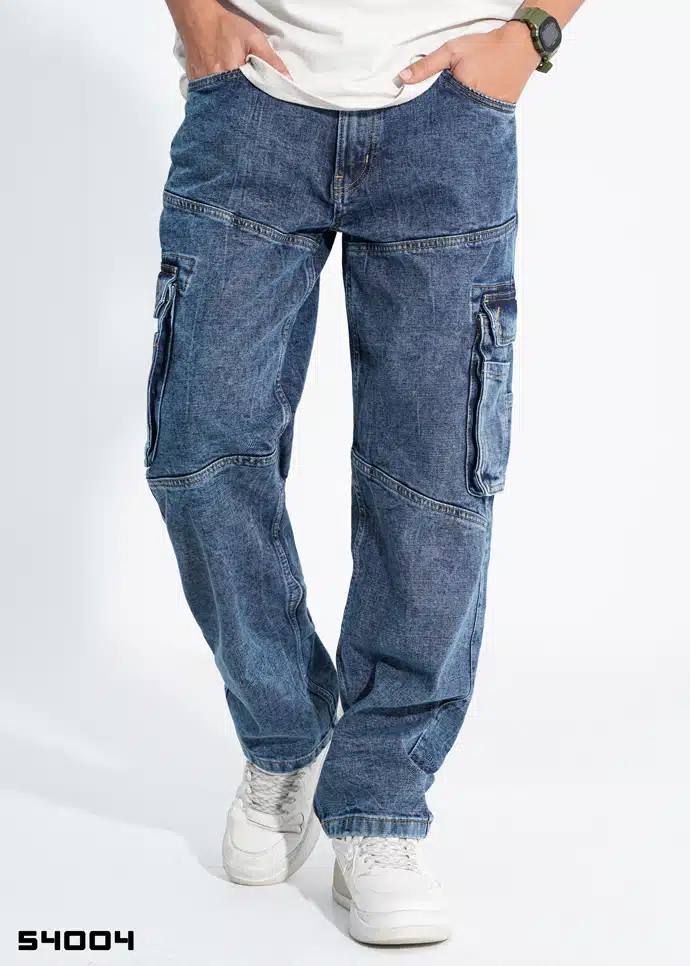 Straight Fit Cargo Denim Pant - 54004