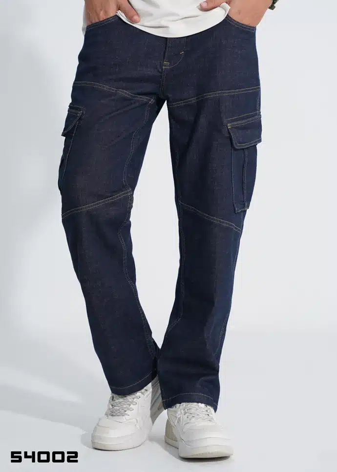 Straight Fit Cargo Denim Pant