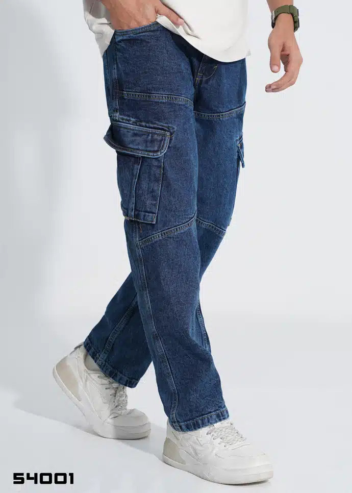 Straight Fit Cargo Denim Pant