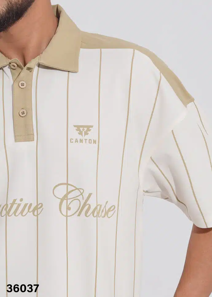 SAND DUNE PINSTRIPE POLO SHIRT - WHITE - Image 3