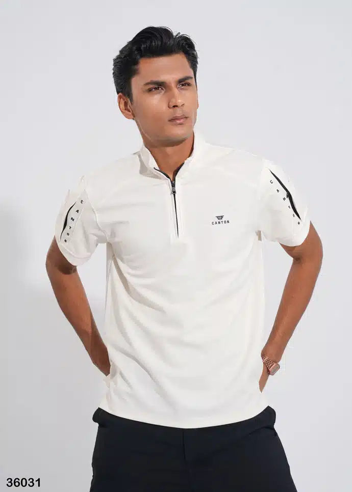 TACTICAL QUARTER ZIP POLO SHIRT - WHITE