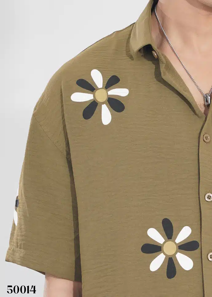 DESERT FLOWER HALF SHIRT - OLIVE - Image 2