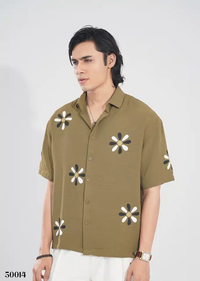 DESERT FLOWER HALF SHIRT - OLIVE