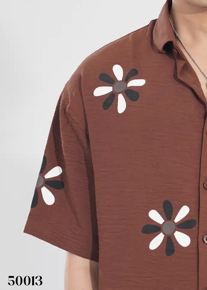 DESERT FLOWER HALF SHIRT - COFFEE - Image 2