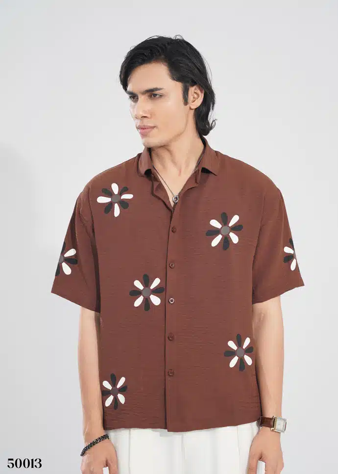 DESERT FLOWER HALF SHIRT - COFFEE - Image 3