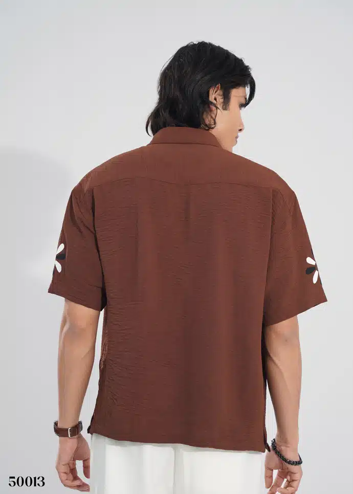 DESERT FLOWER HALF SHIRT - COFFEE - Image 4