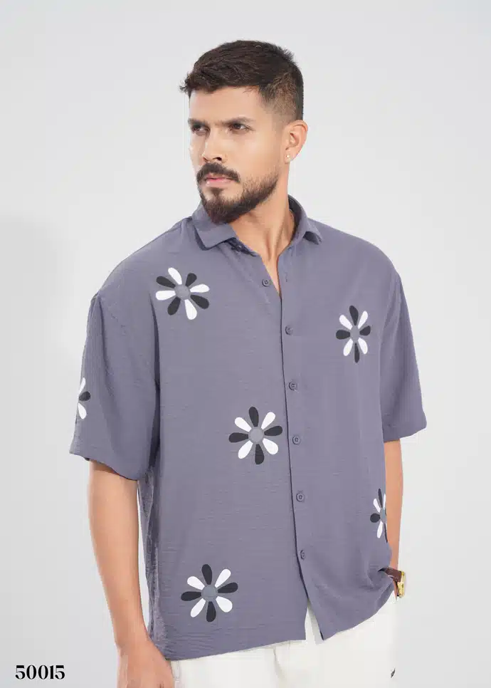 DESERT FLOWER HALF SHIRT - BLUE -50015