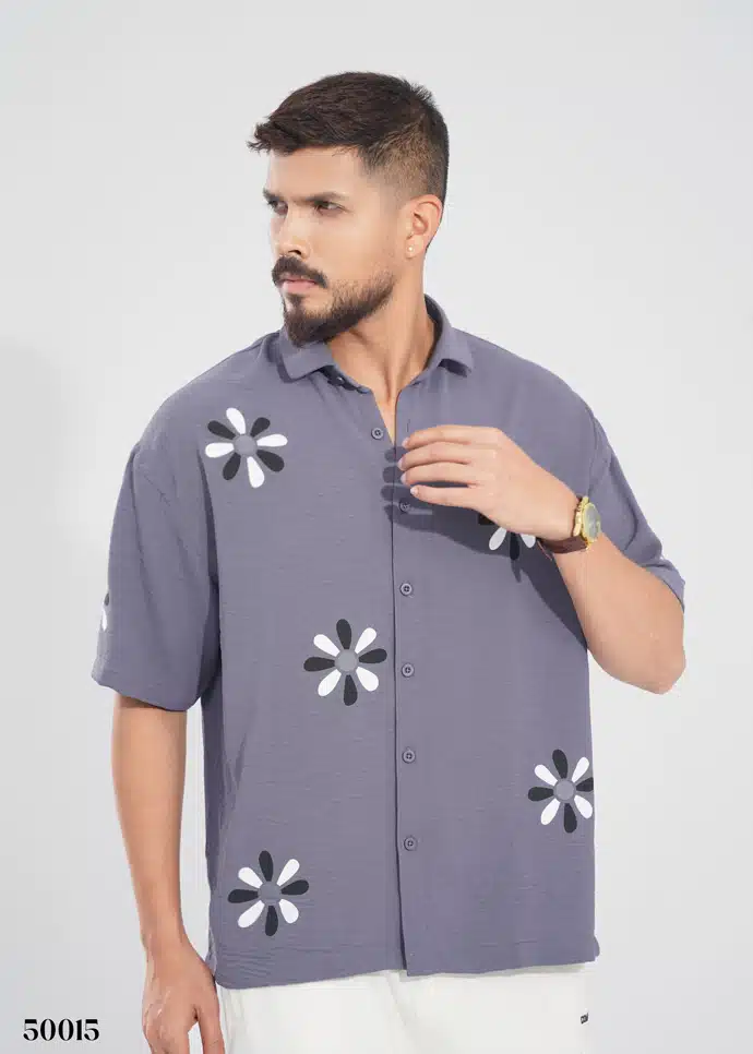 DESERT FLOWER HALF SHIRT - BLUE -50015 - Image 3