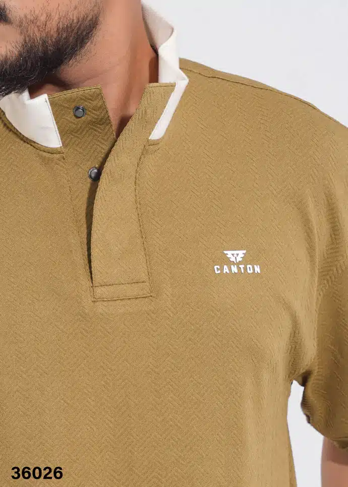 HIGH NECK POLO SHIRT - OLIVE - Image 2