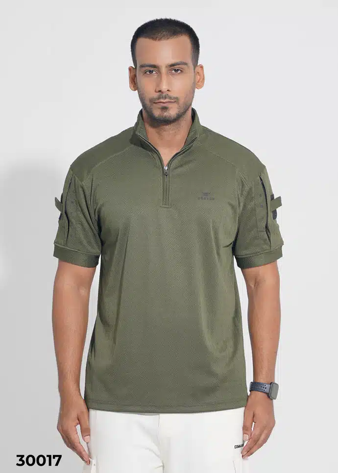 TACTICAL QUARTER ZIP POLO SHIRT - OLIVE (30017)