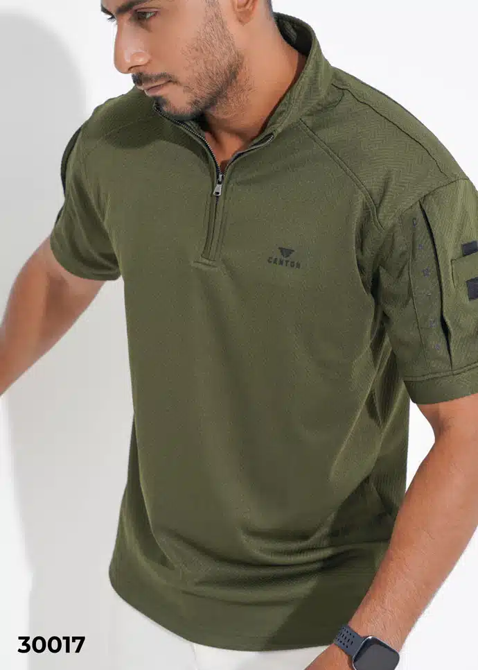TACTICAL QUARTER ZIP POLO SHIRT - OLIVE (30017) - Image 2