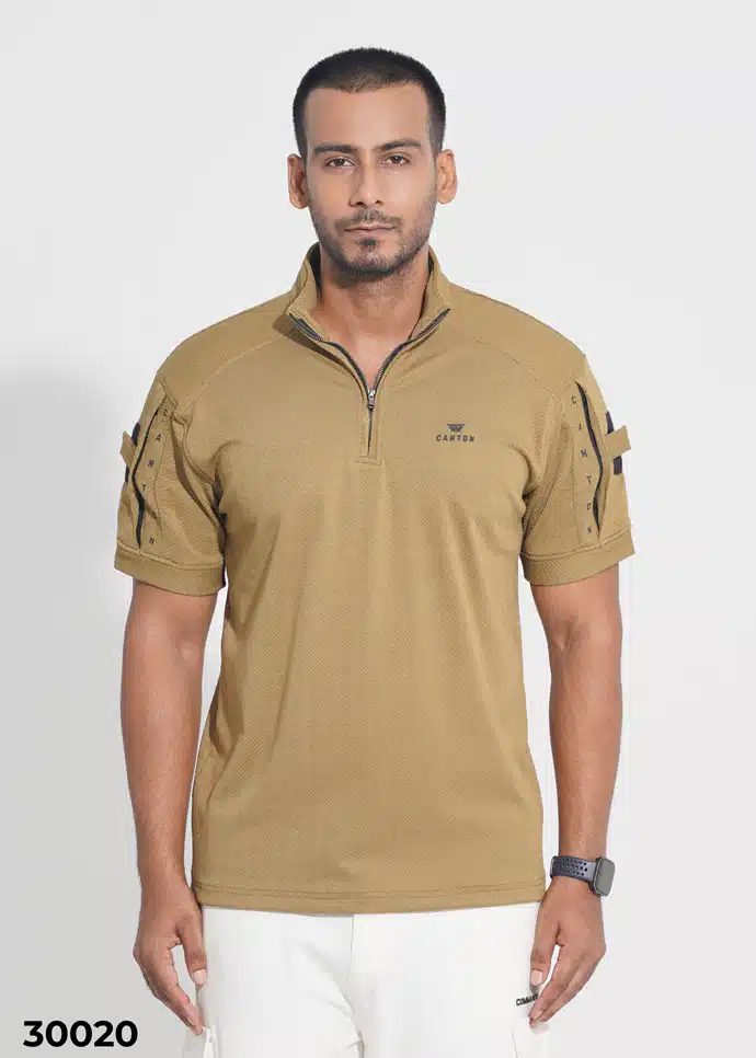 TACTICAL QUARTER ZIP POLO SHIRT - MUSTERD (30020)