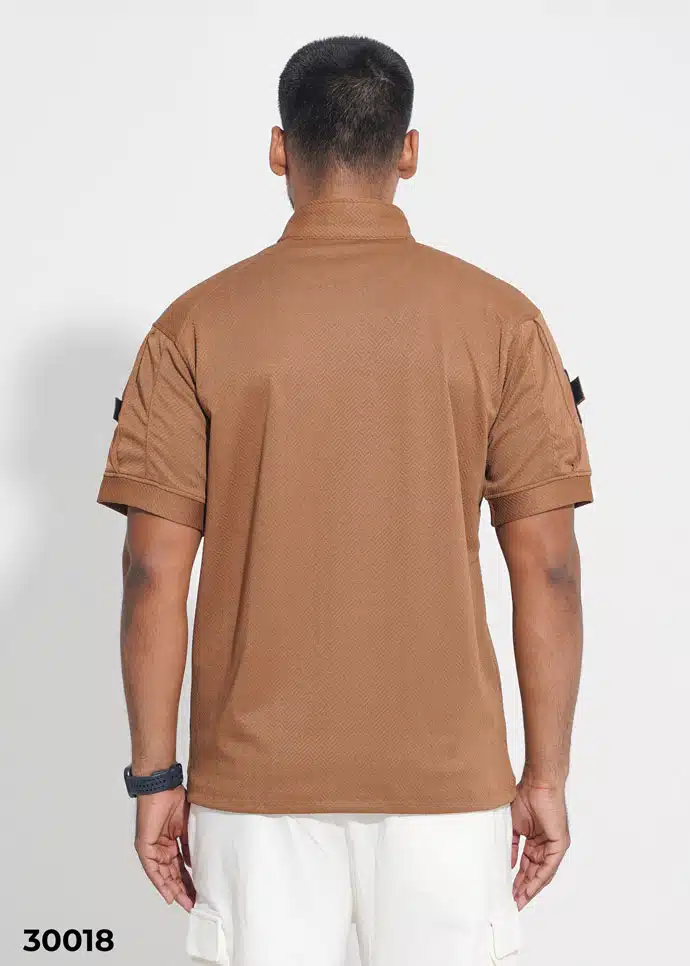 TACTICAL QUARTER ZIP POLO SHIRT - CARAMEL BROWN (30018) - Image 2