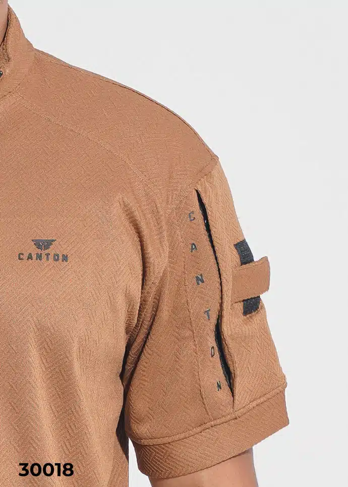 TACTICAL QUARTER ZIP POLO SHIRT - CARAMEL BROWN (30018) - Image 4
